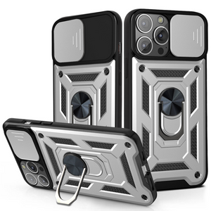 iPhone 15 hoesje - Backcover - Rugged Armor - Camerabescherming - Extra valbescherming - TPU - Zilver