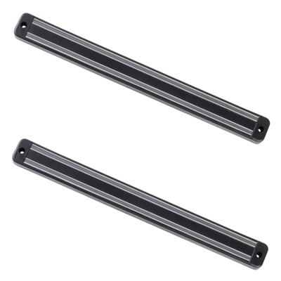Magnetische messenhouder strip - 2x - zwart - voor aan muur - 33 cm