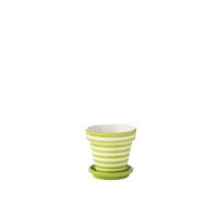 J-Line Flowerpot+Plate Granada Stripes Handmade+Painted Ceramic Gre