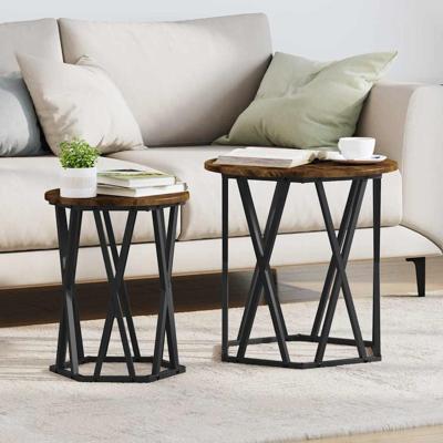 Salontafel 2 pcs Gerookt eiken 50 x 50 x 50 cm