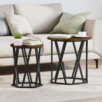 Salontafel 2 pcs Gerookt eiken 50 x 50 x 50 cm