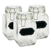 Weckpot/inmaakpot - 4x - 1.2L - glas - met beugelsluiting - incl. etiketten