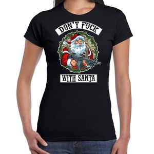 Fout Kerstshirt / outfit Dont fuck with Santa zwart voor dames