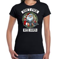 Fout Kerstshirt / outfit Dont fuck with Santa zwart voor dames