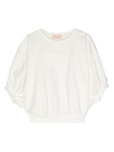 Elisabetta Franchi La Mia Bambina sweat en coton à logo en relief - Blanc