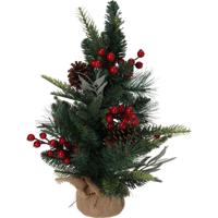 Overige Merken Decoratie kunst kerstboompje 45 cm groen/rood