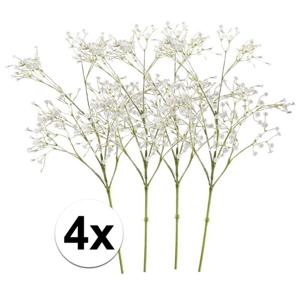 Kunstbloem Gipskruid - 4x - 68 cm - wit - losse tak - kunst zijdebloem - Gypsophila