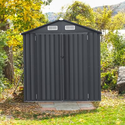 193 cm x 108 cm x 196 cm Buitenapparatuur Schuur van Verzinkt Metaal met 4 Ventilatiesystemen Donkergrijs