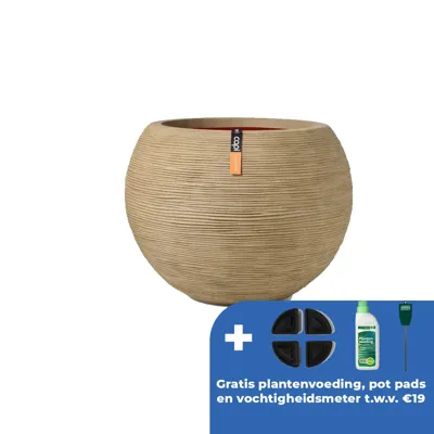 Vaas bol rib nl d40h32cm beige
