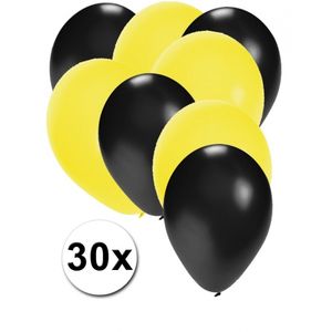 30x ballonnen zwart en geel