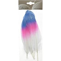 6x Blauw/roze/witte sierveren 18 cm decoraties
