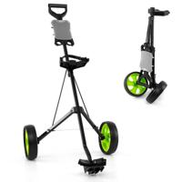 Opvouwbare Golf Trolley van Staal met Scorekaart Houder 2-Wiel Golf Trolley Golf Tas Duwkar Groen