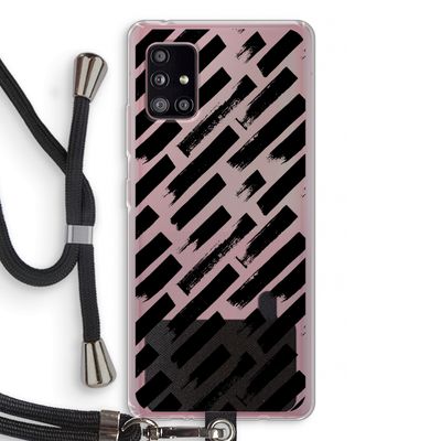 Zwarte vegen: Samsung Galaxy A51 5G Transparant Hoesje met koord