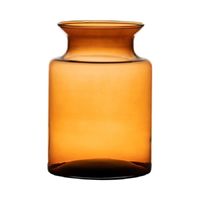 Oranje/transparante melkbus vaas/vazen van glas 20 cm   -