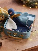 Aanpasbare vogelknuffel van twee materialen met etui blauw Aanpasbare vogelknuffel van twee materialen met etui blauw
