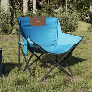 Campingstoelen 2 st met vakje inklapbaar felblauw