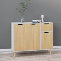 Dressoir 90x30x72 cm bewerkt hout wit en sonoma eikenkleurig