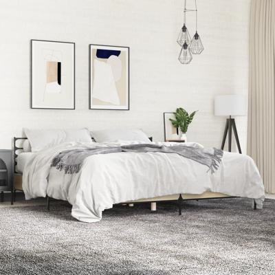 Bedframe bewerkt hout metaal sonoma eikenkleurig 180x200 cm