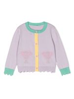 Stella McCartney Kids cardigan en coton à motif en intarsia - Violet