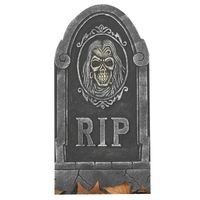 RIP decoratie kerkhof grafsteen met schedel 65 cm - thumbnail