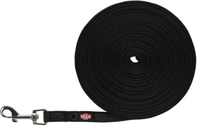 TRIXIE HONDENRIEM SLEEPLIJN MET RUBBER BEKLEED ZWART 10 MTRX1,5 CM