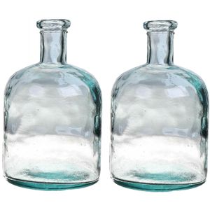 Bloemenvaas - 2x - helder - transparant gerecycled glas - D15 x H24 cm