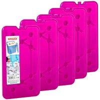 Koelelementen 450 gram - 5x - 14 x 25 x 1 cm - roze - voor koelbox en koeltas