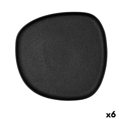Eetbord Bidasoa Fosil Zwart Keramisch Vierkant 26,3 x 25,5 x 2,4 cm (6 Stuks)