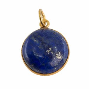 Edelsteen Hanger Rond Vriendschap - Lapis Lazuli - 925 Zilver & Verguld (15 mm)