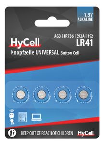 HyCell Alkaline knoopcellen LR41 / LR736 / AG3 | 4 stuks - 1516-0025 - 1516-0025