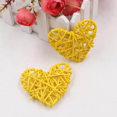 5 stuks 6cm kunstmatige stro bal DIY decoratie rotan hart Christmas decor Home ornament (geel)