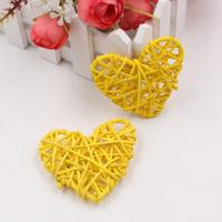 5 stuks 6cm kunstmatige stro bal DIY decoratie rotan hart Christmas decor Home ornament (geel)