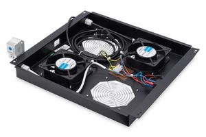 Digitus DN-19 FAN-2-B-N 19 inch 2 x Ventilator voor patchkast 1 HE Vast inbouw, Met schakelaar Geschikt voor kastdiepte: vanaf 600 mm Zwart (RAL 9005)