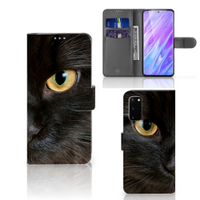 Samsung Galaxy S20 Telefoonhoesje met Pasjes Zwarte Kat - thumbnail