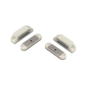 2x stuks magneetsnapper / magneetsnappers met metalen sluitplaat wit 6 x 1,6 x 1,6 cm