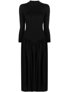 Stella McCartney robe mi-longue nervurée en laine - Noir