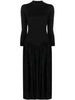 Stella McCartney robe mi-longue nervurée en laine - Noir