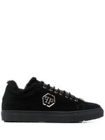 Philipp Plein baskets en cuir à plaque logo - Noir - thumbnail