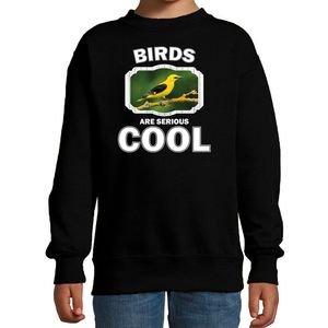 Sweater birds are serious cool zwart kinderen - vogels/ wielewaal vogel trui