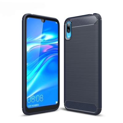 Geborsteld textuur Carbon Fiber schokbestendig TPU Case voor Huawei Enjoy 9 (marineblauw)