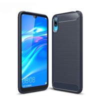 Geborsteld textuur Carbon Fiber schokbestendig TPU Case voor Huawei Enjoy 9 (marineblauw)