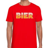 Bier tekst t-shirt rood heren - thumbnail