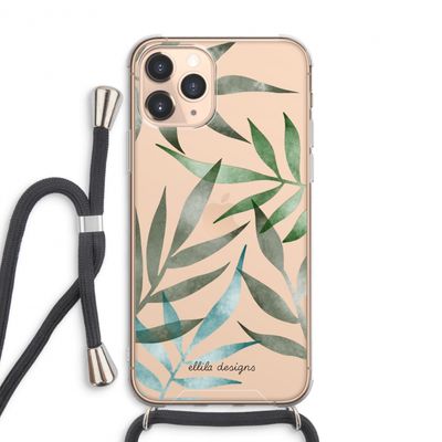 Tropical watercolor leaves: iPhone 11 Pro Max Transparant Hoesje met koord