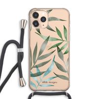 Tropical watercolor leaves: iPhone 11 Pro Max Transparant Hoesje met koord
