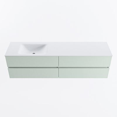 MONDIAZ VICA 180cm badmeubel onderkast Greey 4 lades. Wastafel CLOUD links 1 kraangat, kleur Talc.
