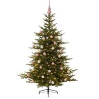 Grandis Fir groen vanaf 150 cm hoog kunstkerstboom opgemaakt met piek, roze & wit Everlands - Everlands