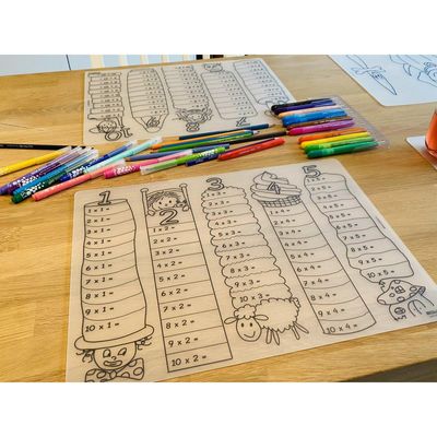 Herkleurbare placemat Tafels leren 1-5