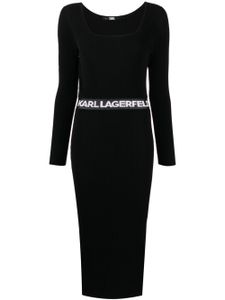 Karl Lagerfeld robe en maille à logo imprimé - Noir