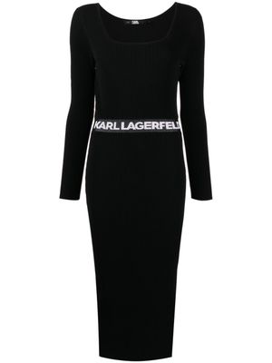 Karl Lagerfeld robe en maille à logo imprimé - Noir