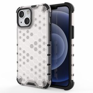 Lunso - Honinggraat Armor Backcover hoes - iPhone 13 Mini - Wit